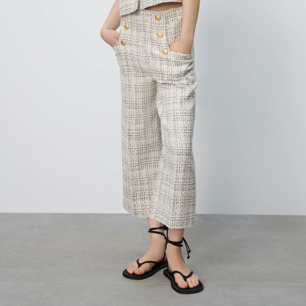 Zara Buttoned Culottes cropped pants - Picture 3 of 7